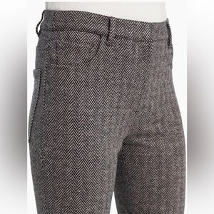 Theory Abbot herringbone black and white wool blend low rise flare trousers 6